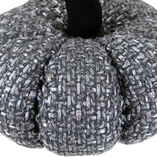 7.5" Gray Knitted Fall Harvest Tabletop Pumpkin